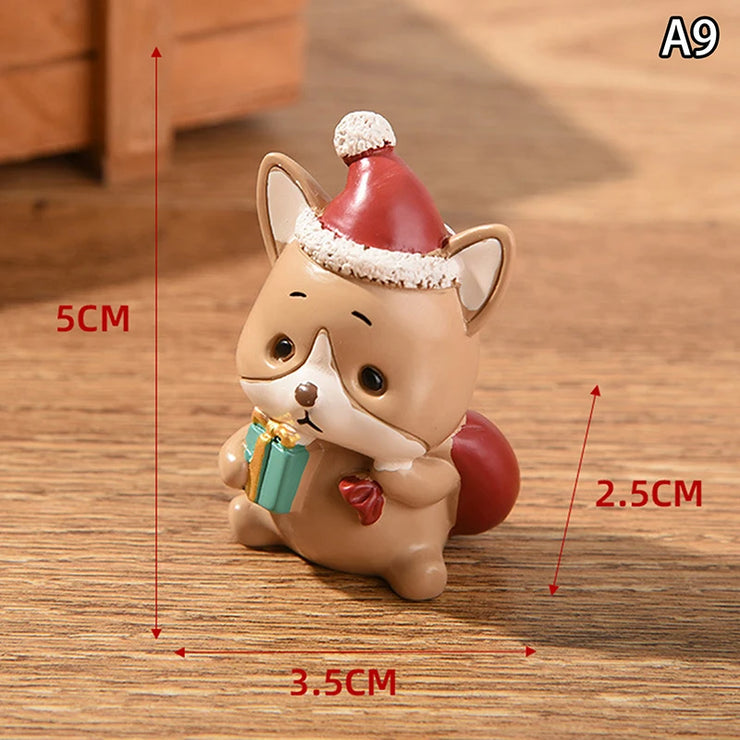 【MAX-22】Christmas Series Resin Animal Party Creative Mini Christma Tree Old Girl Kids Cute Gift Home Decoration Supplies Decor