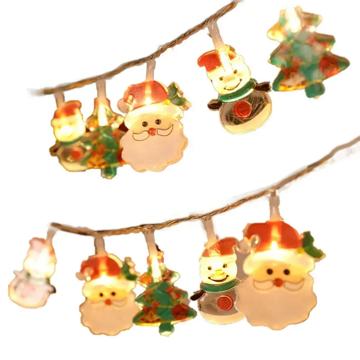 Christmas Lights String Santa Claus Snowman Battery-operated Garland LED Christmas Decorative Light Party New Year&