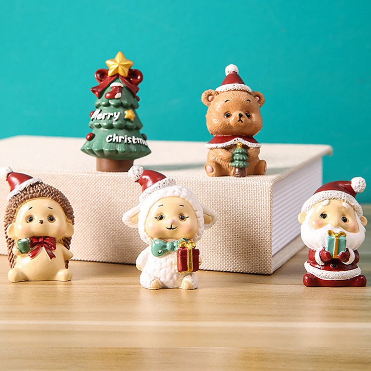【MAX-22】Christmas Series Resin Animal Party Creative Mini Christma Tree Old Girl Kids Cute Gift Home Decoration Supplies Decor