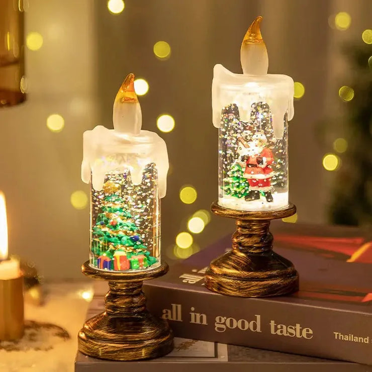 Christmas Candle Night Light Desktop Decoration - LED Luminous Ambient Ornament Gift for Home Scene Setup