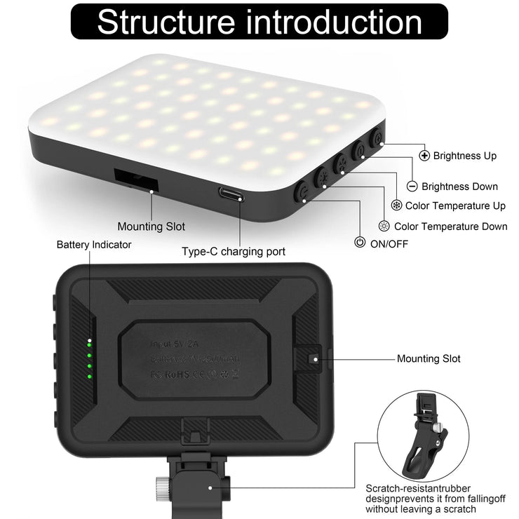 2025.Led Photo Fill Light Dimmable,for Phone,iPhone,Photography Video Lighting for Video Recording, Makeup,TikTok,Selfie,Vlog