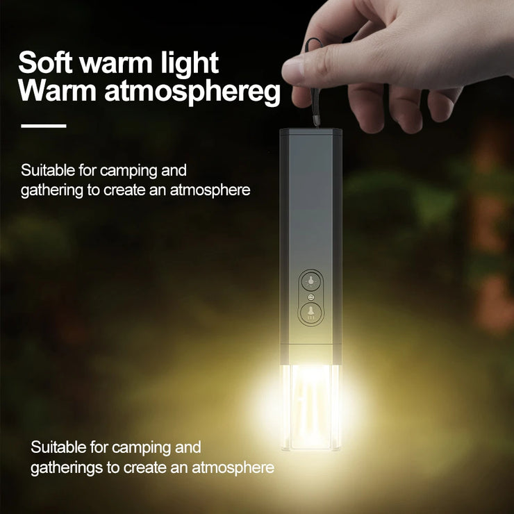 2025 10000Lums Dual Light Source Flashlight with Power Bank Function Built in Battery Camping Flash light with warning light