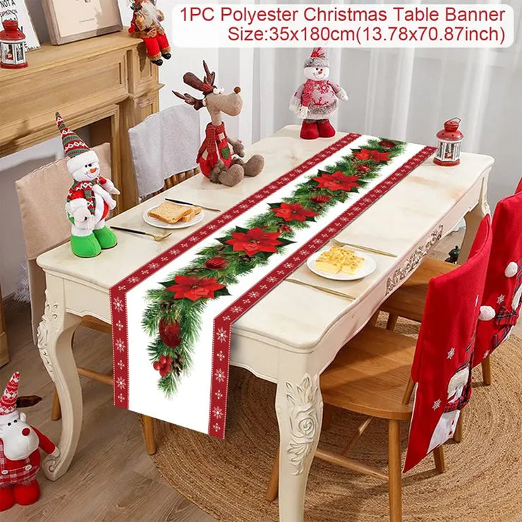 Christmas Table Runner Merry Christmas Decoration for Home Xmas Party Decor 2025 Navidad Notal Noel Ornament Happy New Year 2026