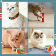 24pcs 2025 Christmas Festival Cat Advents Calendar Play Toys Countdown Surprise Present Box Decorations Gifts Teasing Stick Pet