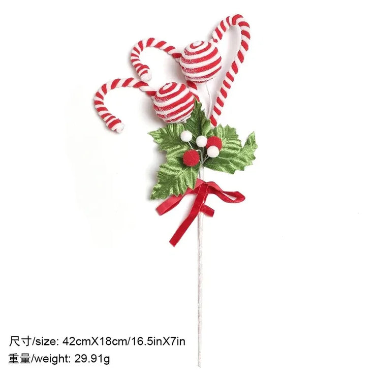 Christmas Decorations Candy Snow Berries Artificial Bouquet Xmas Tree Pendant Ornament Home Decor New Year 2025 Gift Accessories