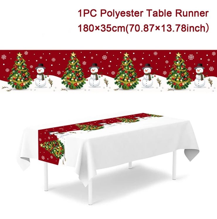 Christmas Table Runner Merry Christmas Decoration for Home Xmas Party Decor 2025 Navidad Notal Noel Ornament Happy New Year 2026