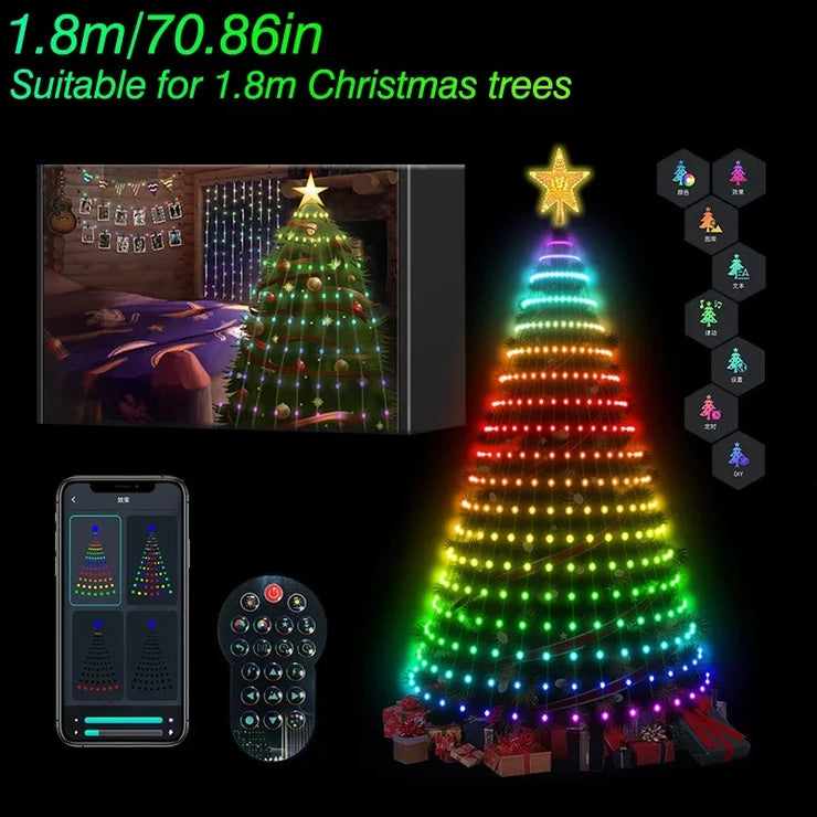 Christmas Decorations 2024 Christmas Tree Led Lights String Application DIY Image LED RGB IC Fairy Lights Bluetooth Control
