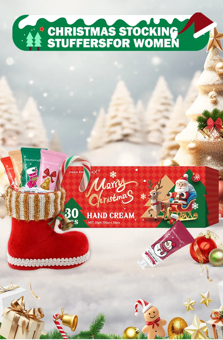 Christmas themed hand cream -30pcs -5 flavors, - deep moisturizing and soft formula, long-lasting fragrance