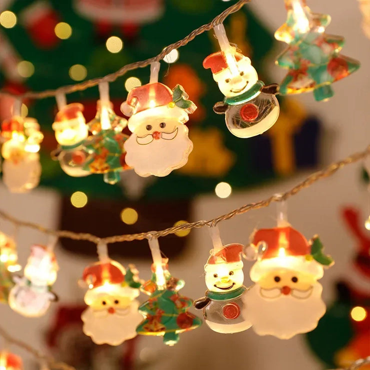 Christmas Lights String Santa Claus Snowman Battery-operated Garland LED Christmas Decorative Light Party New Year&