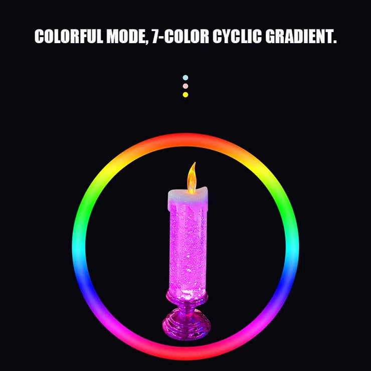 Christmas LED Candle Light Decorative Craft Night Lights Swirling Glitter Colorful Fantasy Crystal Night Lights Xmas Party Home