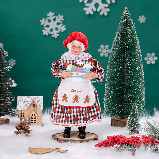 Christmas Tree Decor KitchenMrs Claus Figurines Home Decoration Christmas Holiday Collection 28CM Standing Grandma Santa Claus