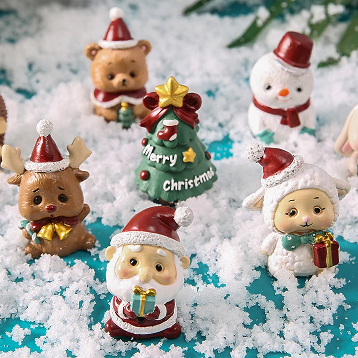【MAX-22】Christmas Series Resin Animal Party Creative Mini Christma Tree Old Girl Kids Cute Gift Home Decoration Supplies Decor