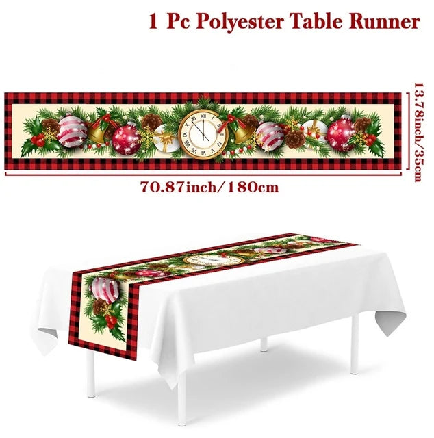 Christmas Table Runner Merry Christmas Decoration for Home Xmas Party Decor 2025 Navidad Notal Noel Ornament Happy New Year 2026