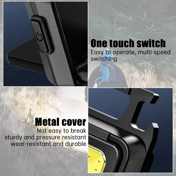 2025 LED Flashlight 1000LM USB Rechargeable COB Work Lights IPX4 Waterproof Keychain Light Lantern for Outdoor Camping Hiking