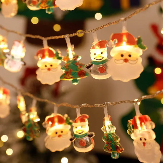 Christmas Lights String Santa Claus Snowman Battery-operated Garland LED Christmas Decorative Light Party New Year&