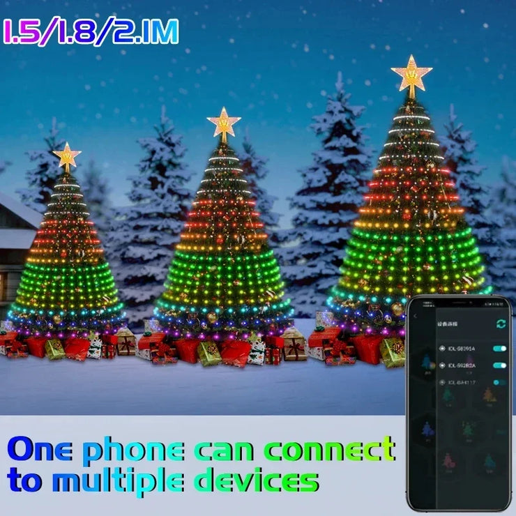 Christmas Decorations 2024 Christmas Tree Led Lights String Application DIY Image LED RGB IC Fairy Lights Bluetooth Control