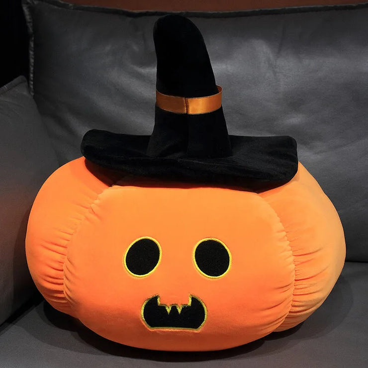 2025 Happy Halloween Party Wearing Hat Pumpkin Demon Doll Stuffed Soft Halloween Plush Toy PP Cotton Funny Pumpkin Throw Pillow