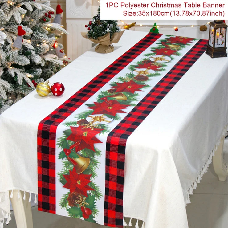 Christmas Table Runner Merry Christmas Decoration for Home Xmas Party Decor 2025 Navidad Notal Noel Ornament Happy New Year 2026