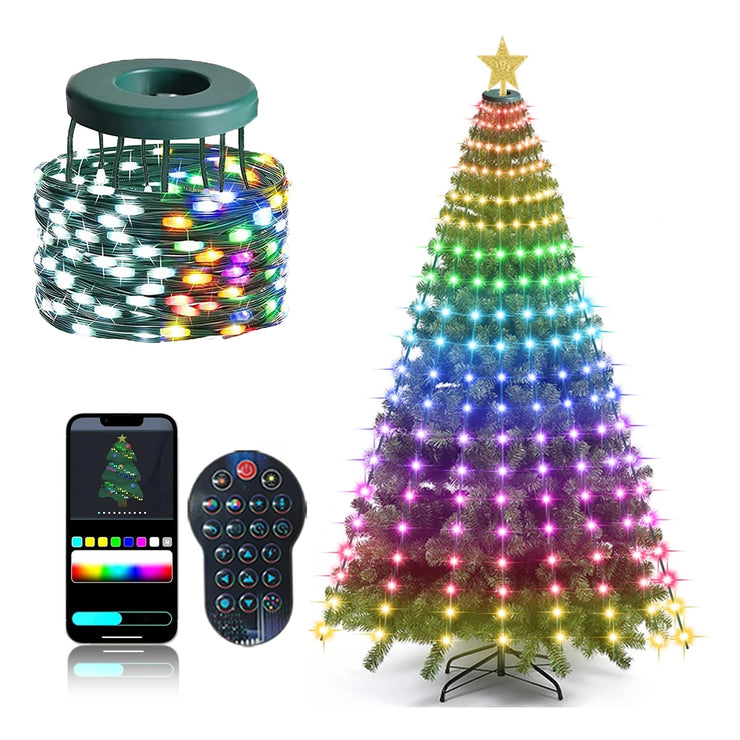 Christmas Tree Starlight Decorations, Timer-Controlled Ambient Lighting, Smart Christmas Light Strips, Bluetooth App-Controlled