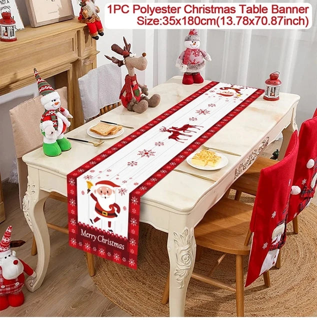 Christmas Table Runner Merry Christmas Decoration for Home Xmas Party Decor 2025 Navidad Notal Noel Ornament Happy New Year 2026