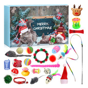 24pcs 2025 Christmas Festival Cat Advents Calendar Play Toys Countdown Surprise Present Box Decorations Gifts Teasing Stick Pet