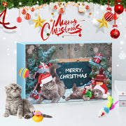 24pcs 2025 Christmas Festival Cat Advents Calendar Play Toys Countdown Surprise Present Box Decorations Gifts Teasing Stick Pet
