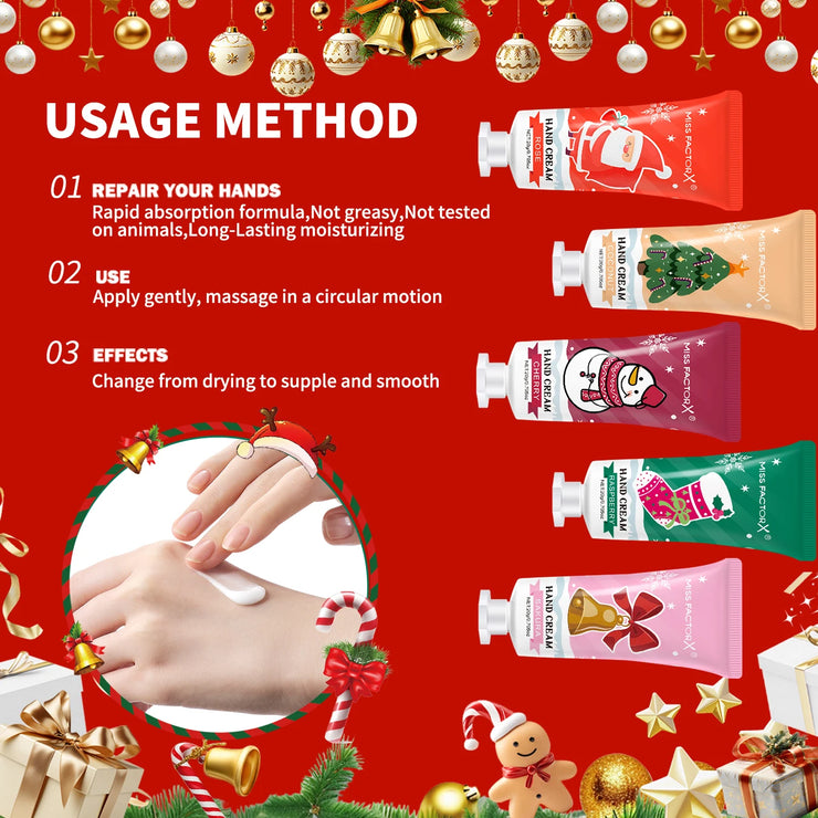 Christmas themed hand cream -30pcs -5 flavors, - deep moisturizing and soft formula, long-lasting fragrance