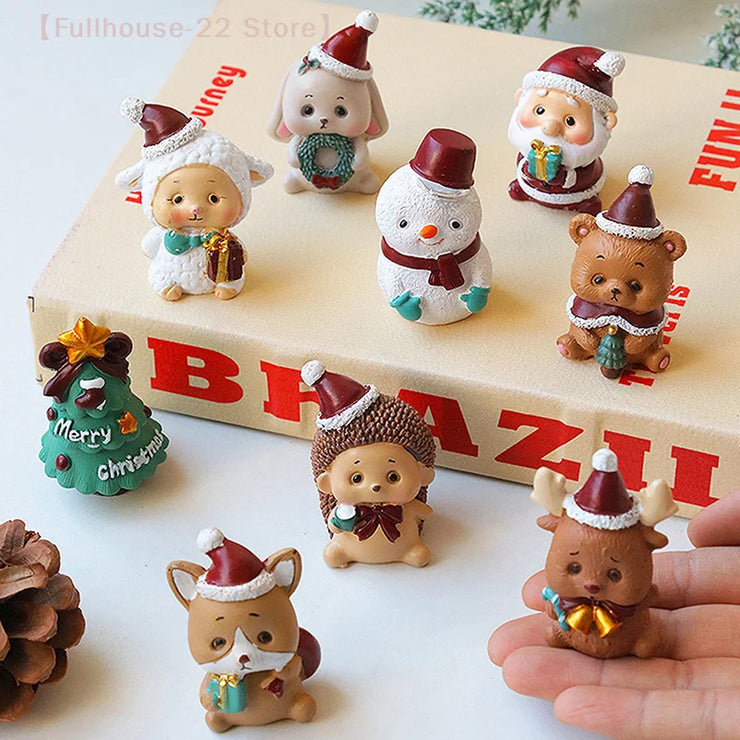 【MAX-22】Christmas Series Resin Animal Party Creative Mini Christma Tree Old Girl Kids Cute Gift Home Decoration Supplies Decor
