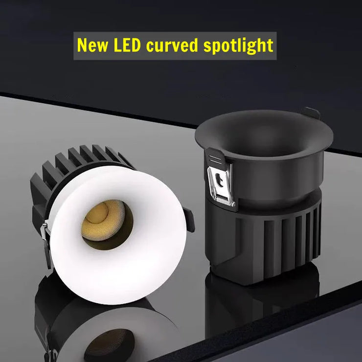 2025 New type LED curved surface spotlights, anti-glare downlights, living room and bedroom ceiling lights for indoor lighting