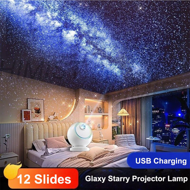 2025 Dynamic Meteor 12 in 1 Ultra Clear Galaxy Projector Lamp Rotary Planetarium Projector Light with Music Player for Kids Gift