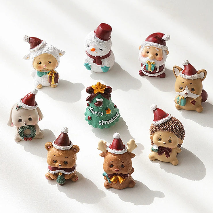 【MAX-22】Christmas Series Resin Animal Party Creative Mini Christma Tree Old Girl Kids Cute Gift Home Decoration Supplies Decor