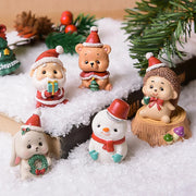 【MAX-22】Christmas Series Resin Animal Party Creative Mini Christma Tree Old Girl Kids Cute Gift Home Decoration Supplies Decor