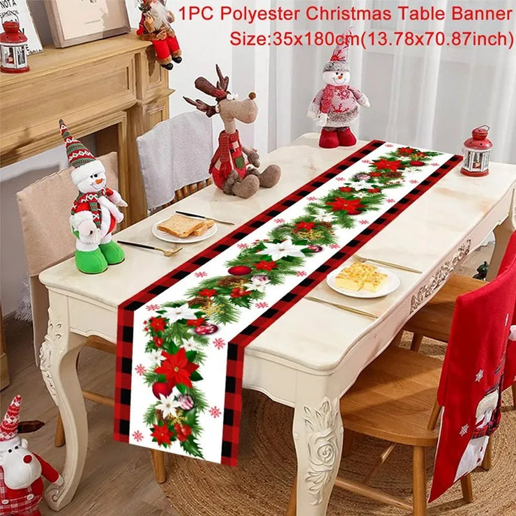 Christmas Table Runner Merry Christmas Decoration for Home Xmas Party Decor 2025 Navidad Notal Noel Ornament Happy New Year 2026