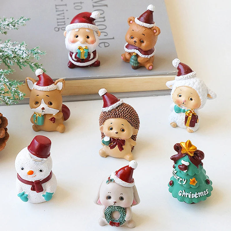 【MAX-22】Christmas Series Resin Animal Party Creative Mini Christma Tree Old Girl Kids Cute Gift Home Decoration Supplies Decor