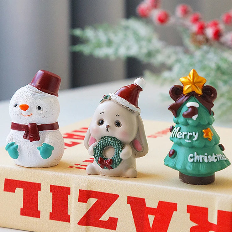 【MAX-22】Christmas Series Resin Animal Party Creative Mini Christma Tree Old Girl Kids Cute Gift Home Decoration Supplies Decor