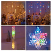 Christmas LED Curtain Lights, Boasting Snowflake & Icicle Patterns, Battery - Driven Fairy String Lights Suited for Home Party