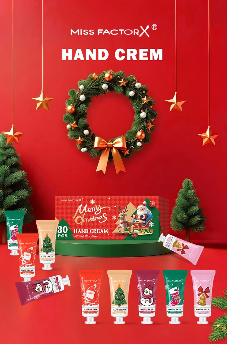 Christmas themed hand cream -30pcs -5 flavors, - deep moisturizing and soft formula, long-lasting fragrance