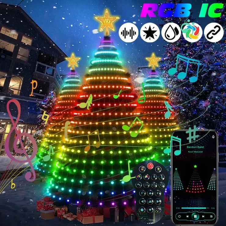Christmas Decorations 2024 Christmas Tree Led Lights String Application DIY Image LED RGB IC Fairy Lights Bluetooth Control