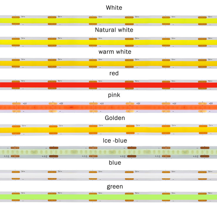 CR2025 Powered COB LED Light Strip 5V 8mm PCB Flexible Tape Ribbon Night Lamp TV Backlights Warm/White/Red/Green/Pink/Ice Blue