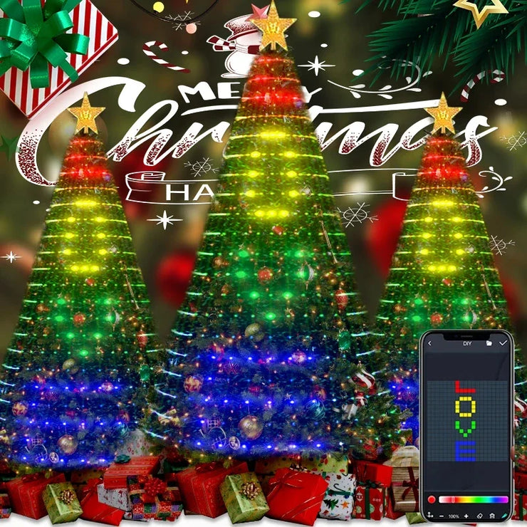 Christmas Decorations 2024 Christmas Tree Led Lights String Application DIY Image LED RGB IC Fairy Lights Bluetooth Control