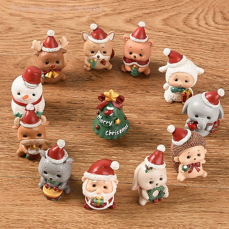 【MAX-22】Christmas Series Resin Animal Party Creative Mini Christma Tree Old Girl Kids Cute Gift Home Decoration Supplies Decor