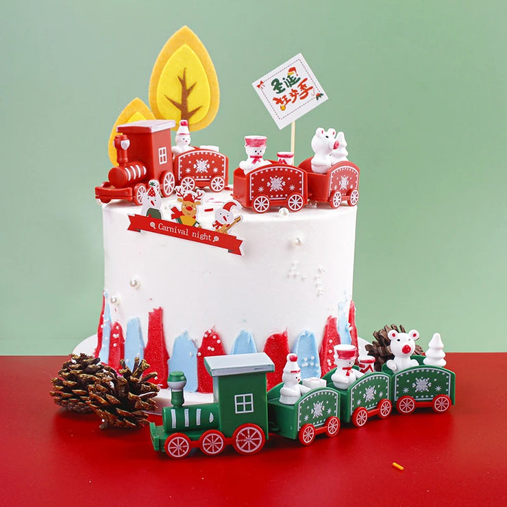Christmas Train Cake Ornament 2025 New Year Day Gift Xmas Cake Decoration Navidad Party Cake Decor Christmas Decorations 2024