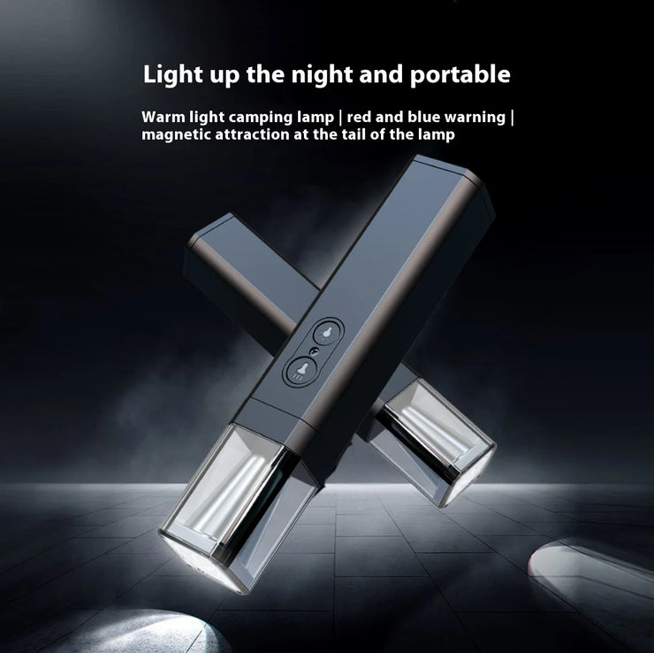 2025 10000Lums Dual Light Source Flashlight with Power Bank Function Built in Battery Camping Flash light with warning light