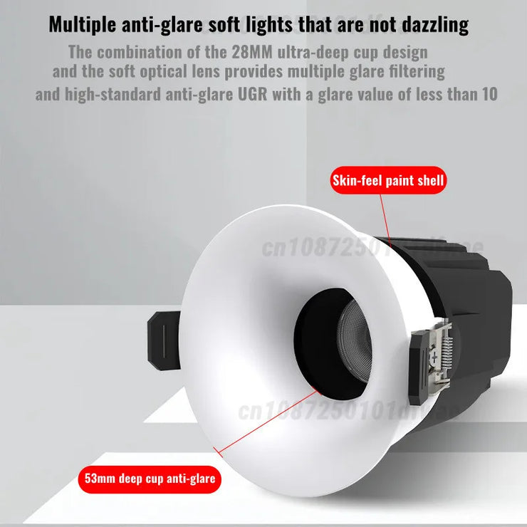 2025 New type LED curved surface spotlights, anti-glare downlights, living room and bedroom ceiling lights for indoor lighting