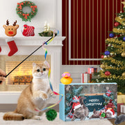 24pcs 2025 Christmas Festival Cat Advents Calendar Play Toys Countdown Surprise Present Box Decorations Gifts Teasing Stick Pet