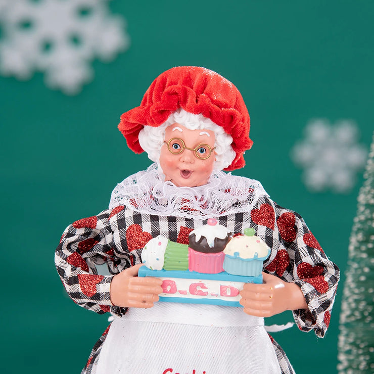 Christmas Tree Decor KitchenMrs Claus Figurines Home Decoration Christmas Holiday Collection 28CM Standing Grandma Santa Claus