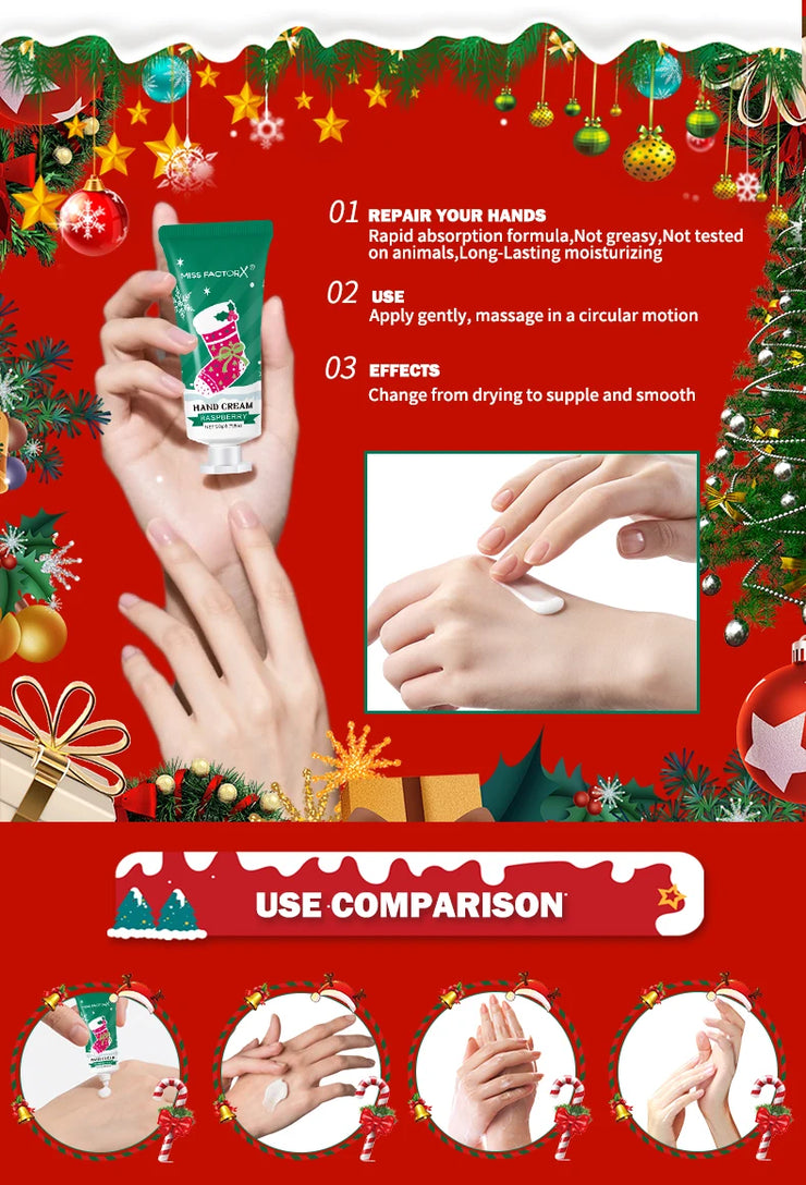 Christmas themed hand cream -30pcs -5 flavors, - deep moisturizing and soft formula, long-lasting fragrance