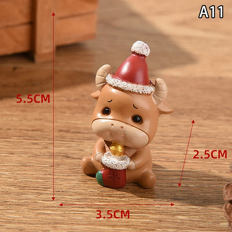 【MAX-22】Christmas Series Resin Animal Party Creative Mini Christma Tree Old Girl Kids Cute Gift Home Decoration Supplies Decor