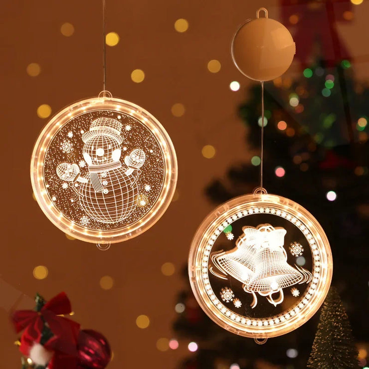 Merry Christmas LED Fairy Lights Santa Claus Elk Living Doors Windows Decoration New Year Gift 2025 Christmas Tree Hanging Light