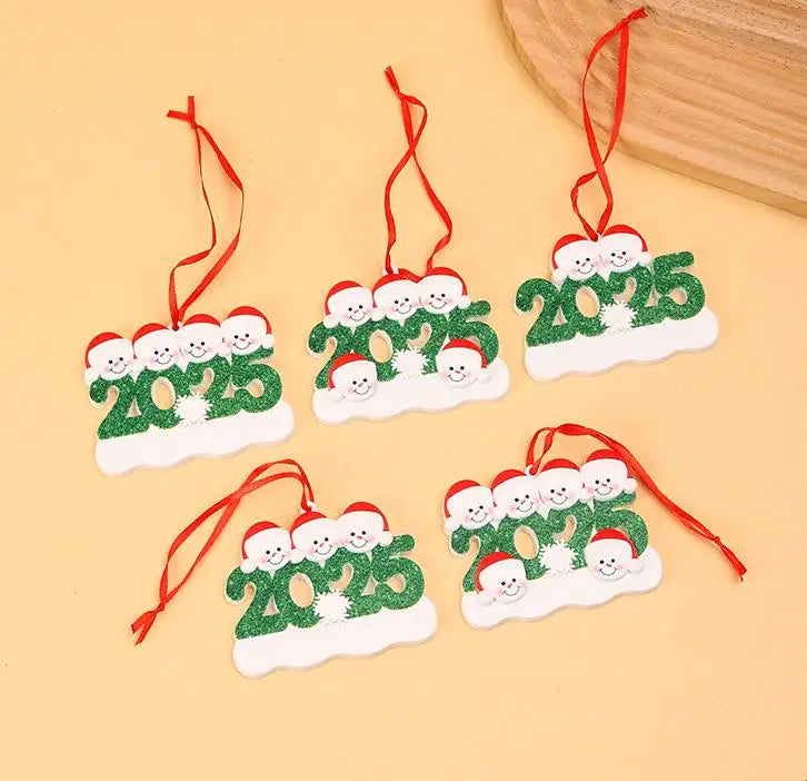 Creative Christmas Resin Pendant 2025 Family Christmas Snowman Christmas Tree Decoration Gift